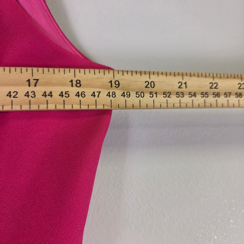 Zeeba New York Hot Pink Sleeveless V-Neck Sheath Midi Dress Front Slit Womens 14 - Picture 5 of 6